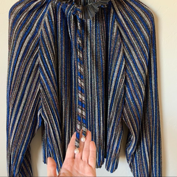 Karlie Metallic Blue/Silver/Multi Party Blouse - Picture 6 of 12